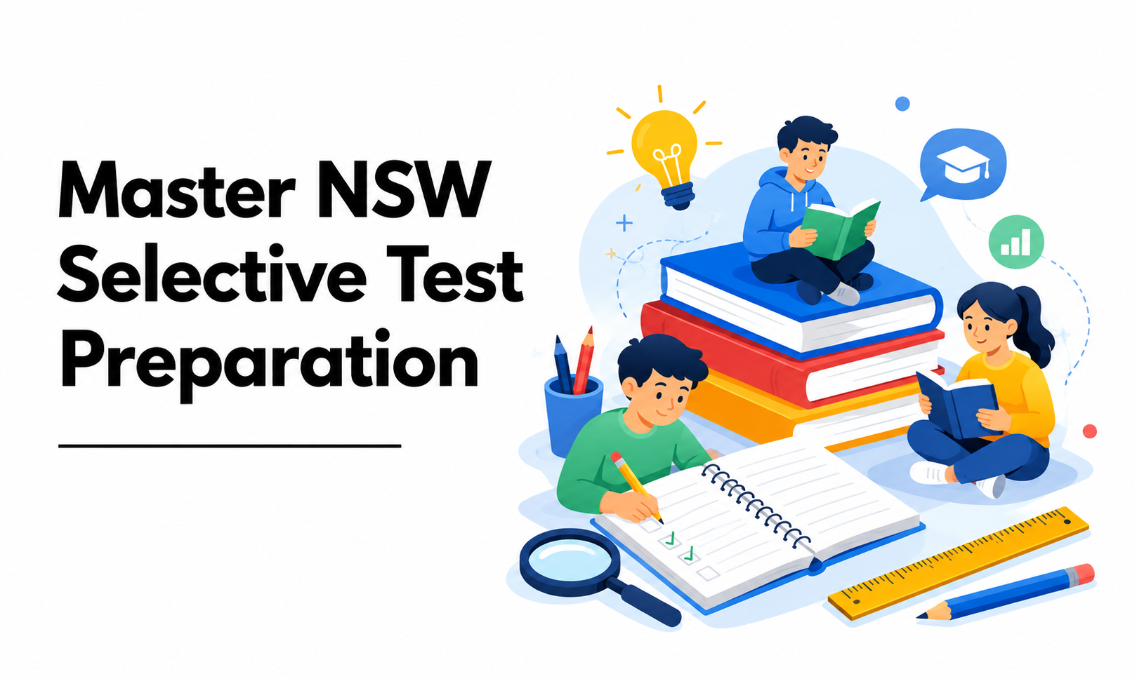 Students studying for selective tests.